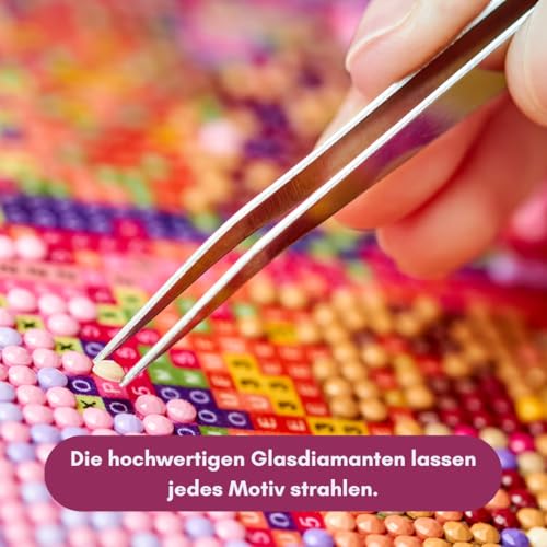Diamond Painting Adventskalender Glitzerndes Weihnachtsdorf. Mit Material und Werkzeug für 24 Aufsteller: Aufstellwand, Werkzeug und 1200 Diamanten aus Glas in verschiedenen Farben für 24 Aufsteller