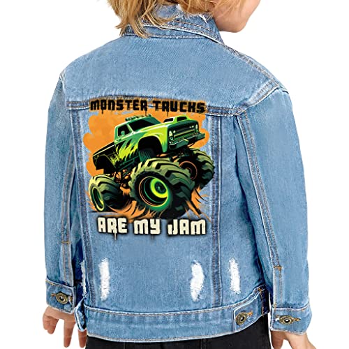 My Jam Toddler Denim Jacket - Truck Lover Jean Jacket - Printed Denim Jacket for Kids