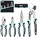 Price comparison product image SHALL 4-Piece Pliers Set, Pliers Tool Set, 6" Diagonal Cutting Plier, 8" Long Nose Plier, 6" Slip-Joint Plier & 10"Groove-Joint Plier, Two-Color TPR Handle, Roll Up Storage Pouch Included