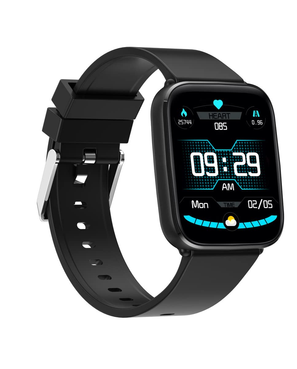 Radiant Golden Gate Collection Smart Watch z pulsometrem, monitorem ciśnienia krwi, monitorem snu i funkcją bransoletki aktywności, kompatybilny z systemem Android i iOS, Czarny, Smartphone