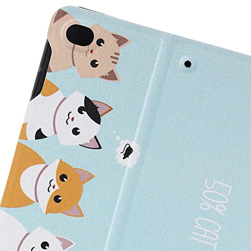 ipad 7/8/9 ipad 10.2 手帳型 かわいい 猫柄 ipad 9 ケースかわいい おしゃれ 薄型 オートスリープ スタンド機能 耐衝撃 ipad 10.2インチ ipad 7/8/9専用カバー(ブルー)