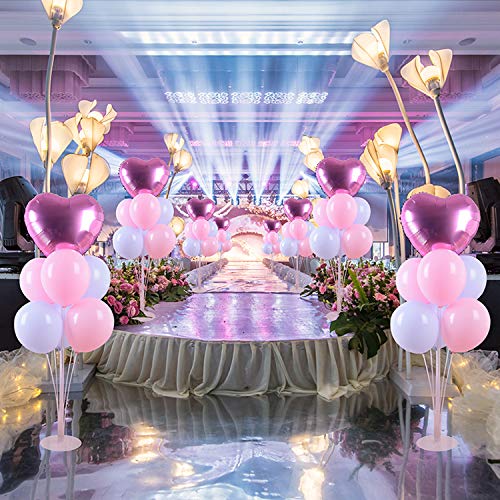 Silblassyu Table Balloon Stand Kit-4 Sets,Reusable Clear Balloon Holder(7 Balloon Sticks,7 Balloon Cups,1 Balloon Base) With 1 Pump,10 Balloon Clips For Birthday,Wedding Any Party/Event Decorations #TOP2