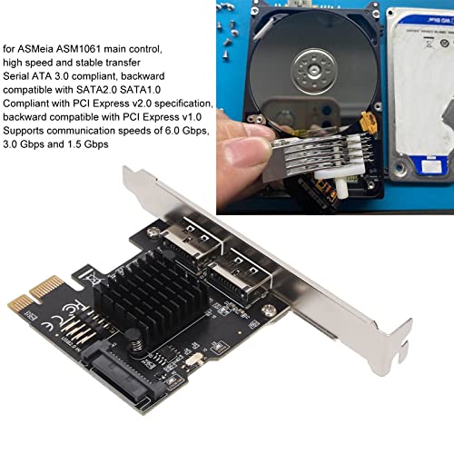 PCIE para Power ESATA Expansion Card, Com 2 Portas 6.0 Gbps Suporte Hot Swap Plug and Play, PCI Expr