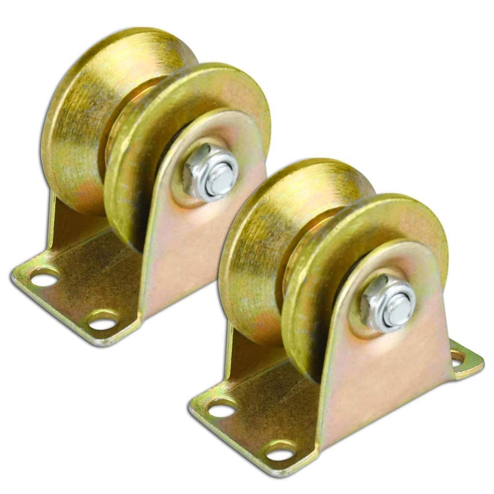 Skelang 4" V-Groove Wheels With Double Bearings - 2500 Lbs Capacity Per Wheel, Galvanized Steel For Sliding Gates (2 Sets)