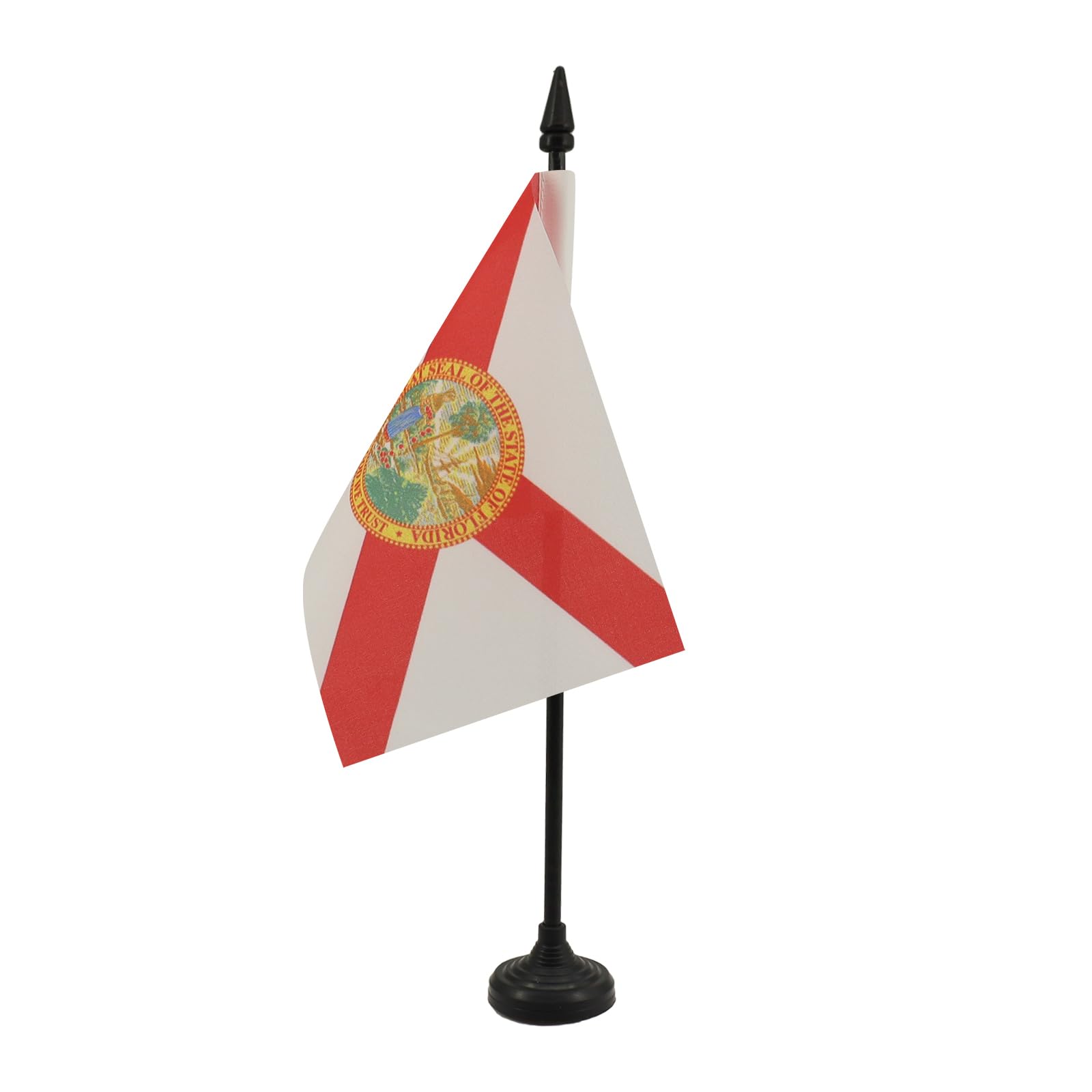 AZ FLAG - Set of 10 Florida Table Flag 4'' x 6'' - 10 Small US state of Florida Office Flags 100% Polyester 15 x 10 cm - Mini Desk Flag with 10'' Pole and Black Plastic Base