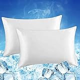 LUXEAR Cooling Pillow Cases Queen Size, 2 Pack Cool Pillow Cases with Japanese Q-Max 0.5 Arc-Chill Cooling Fiber, Breathable Soft, Cooling Eco-Friendly, Hidden Zipper Design - (20x30 inches)-White