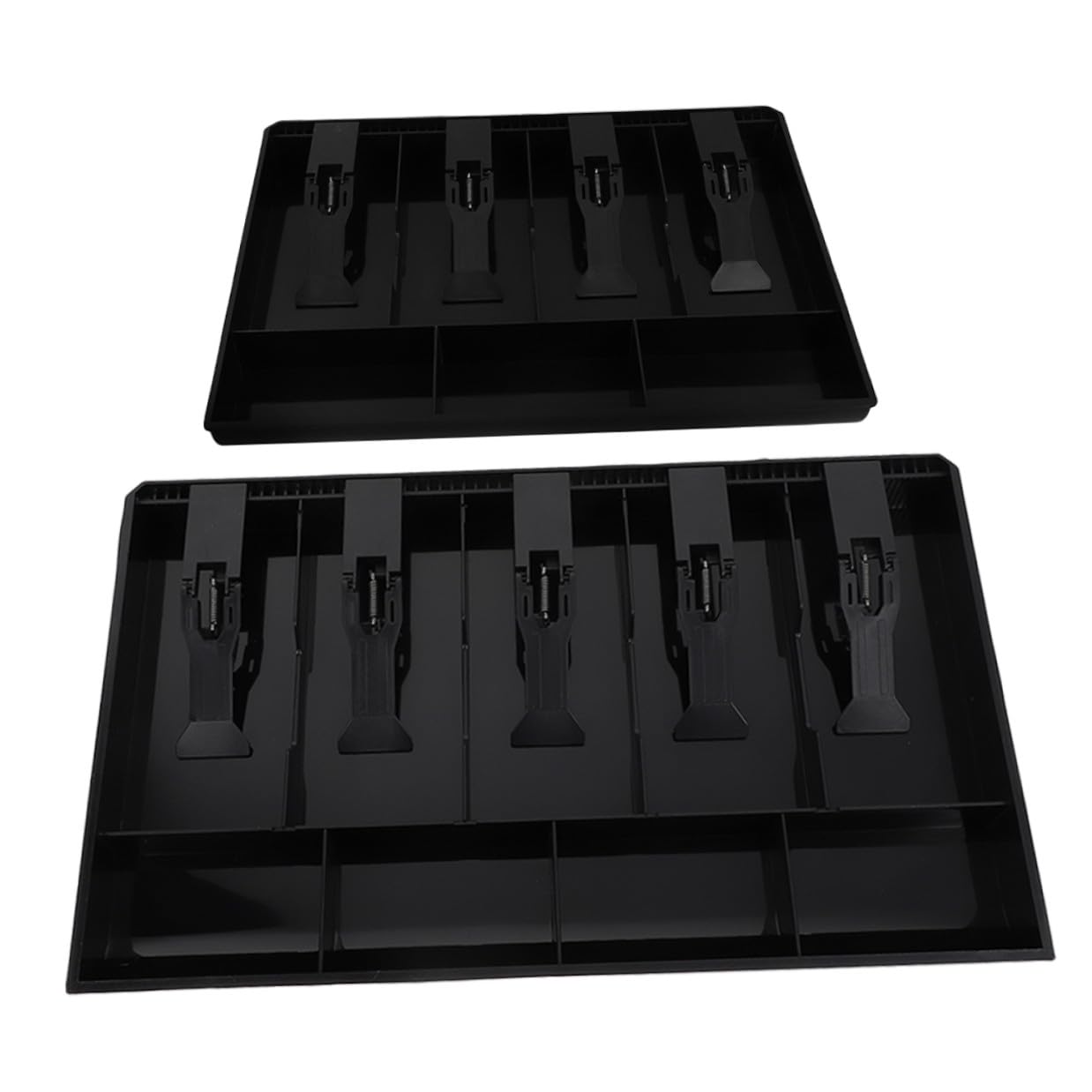 Organizer per Contanti con 9 Scomparti Scatola Porta Soldi da Scrivania in Plastica Resistente Cassetto Porta Soldi Multifunzione per Casa e Ufficio e Monete Set 2 Pezzi