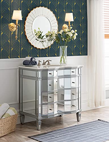 Peel And Stick Wallpaper Gold And Blue Wallpaper Stripe Contact Paper Geometric Removable Self Adhesive Wallpaper For Walls Bedroom Home Decoration Vinyl Rolls 17.3''X118.1'' #TOP5