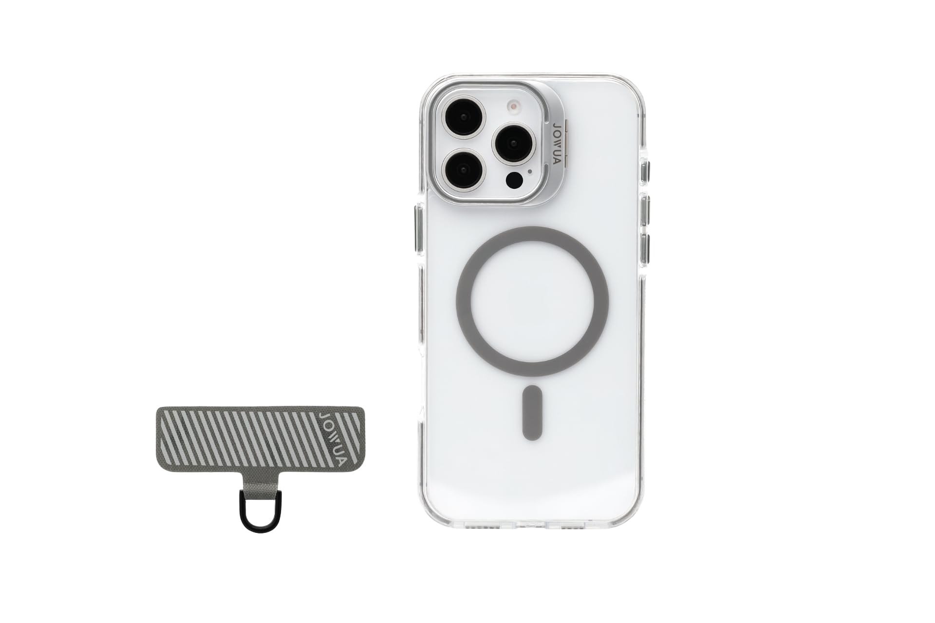 Jowua Kickstand Case + Phone Tether Tab Set, Compatible with iPhone 16 Pro, Compatible with MagSafe Translucent