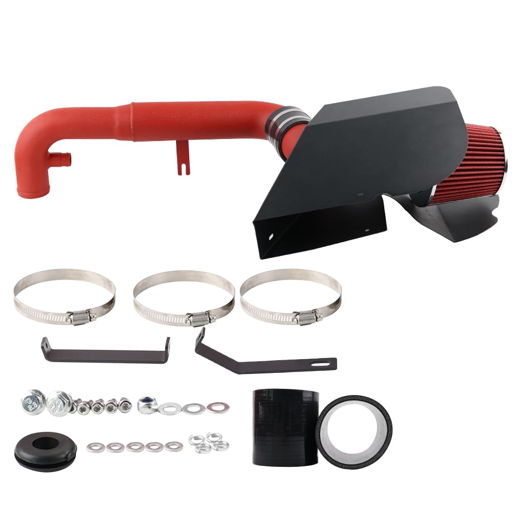 Photo 1 of Cold Air Intake Kit Compatible with Golf GTI MK6 2.0 TFSI 2011-2012 EA113, High Flow Aluminum Pipe, Red Filter Red Pipe