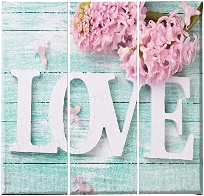 Homemania HM203PKNV-112 3-Piece Love Quote Picture for Living Room, Room – Multi-Coloured Polyester, Wood, 69 x 3 x 50 cm