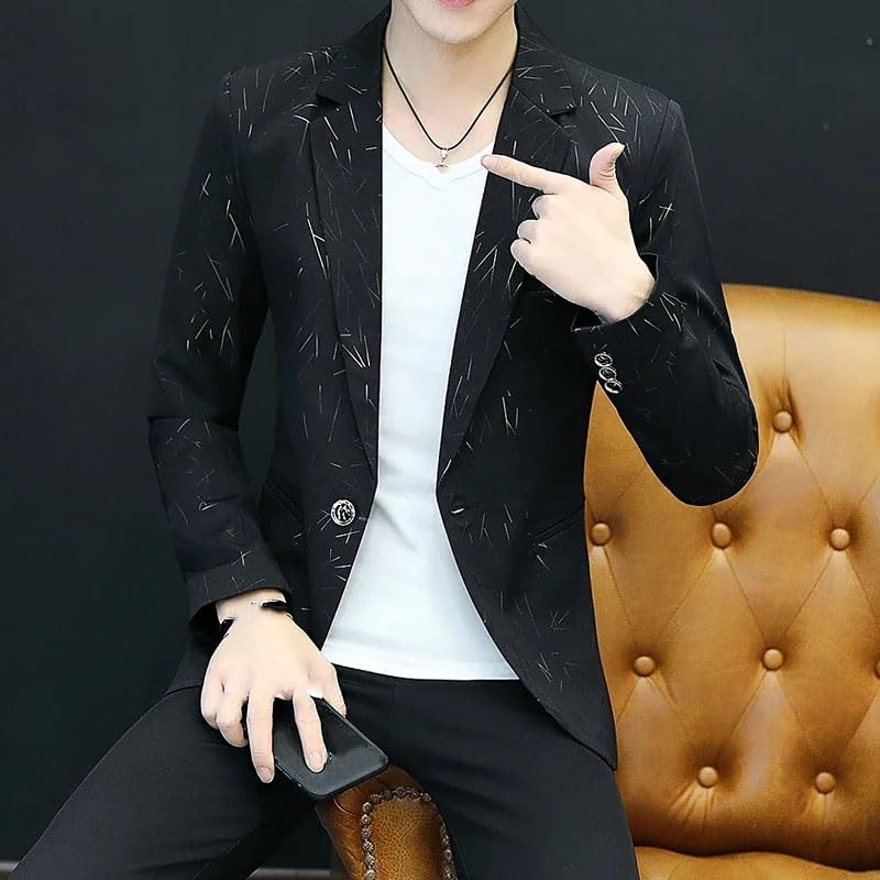 Men's Slim Fit Casual Blazer with Fashion Print & Hot Stamping Stripe - Business & Party Suit Jacket4