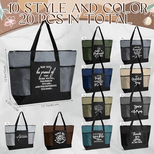 Talltalk 20 Pcs Employee Appreciation Gifts Thank You Tote Bag Bulk for Women Housekeeping Week Team Teacher Nurse (Neutral)2