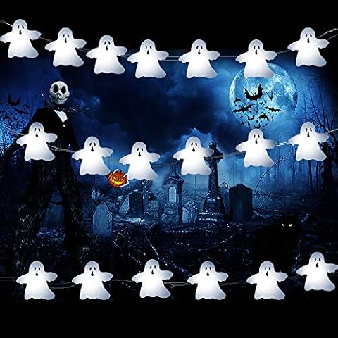 Lauva Halloween Decorations Lights, Hanging Ghost Lights Battery Operated Horrific Themed Lights 10ft 40 LEDs with Remote & Timer for Indoor, Covered Outdoor, Cosplay Parties, Home Decorative Ideas Cover