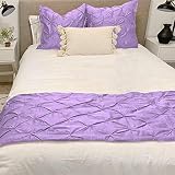100% Natural Cotton Bed Runner Set 800 Thread Count 3 Piece Pinch Pleated Easy Care Bed Scarf, 2 Pil