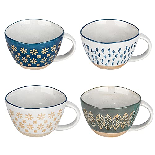 MDZF SWEET HOME Lot de 4 tasses en céramique de 310 ml, parfait pour le café ou le thé Cover