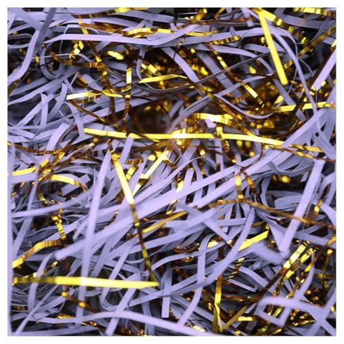 Papier de soie froissé déchiqueté violet doré 100g pour remplissage de sac cadeau