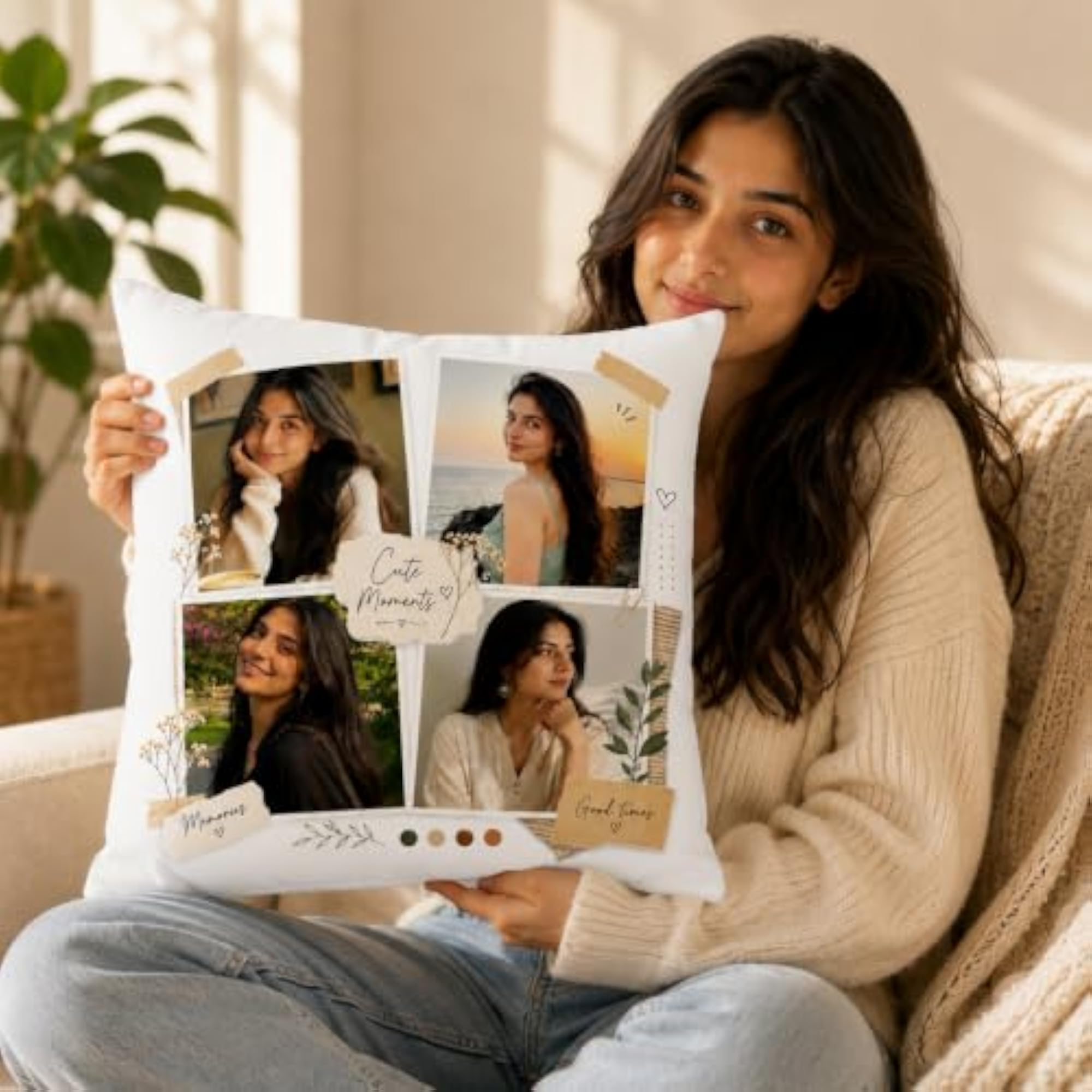 Personalized Photo Pillow, Custom Satin Cushion with Filler