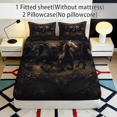 Drap housse cheval noir antidérapant en microfibre douce et lavable - 3