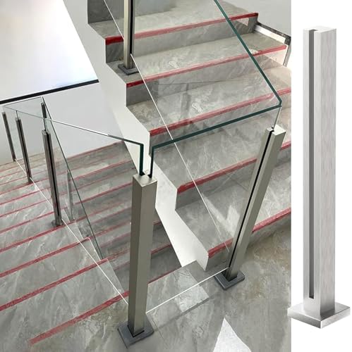 Stainless Steel Railing Post with Spigots - Durable Balustrade System for Decks, Balconies, Gardens & Patios - Fits 3/8" & 1/2" Glass - 105cm/41 Corner Post