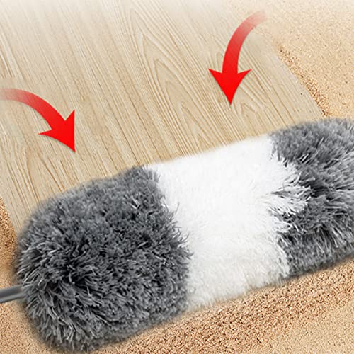 Image of Barebeauty Microfiber Feather Duster with Extendable Pole, 100 inch Telescoping Cobweb for Cleaning, Bendable Head, Washable Duster for Ceiling, Fan, Furniture (Grey White)