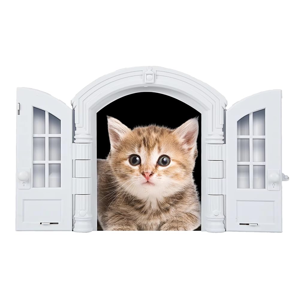 Jnchdghwa ABS Cat Door Dog Door Hole French Cat Door French Pet Free Entry and Exit Double Door