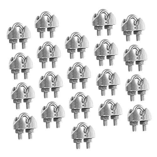 Unomor 20pcs Stainless Steel Wire Rope Clamp Bolts Wire Clamps for Cables U-Shaped Hardware