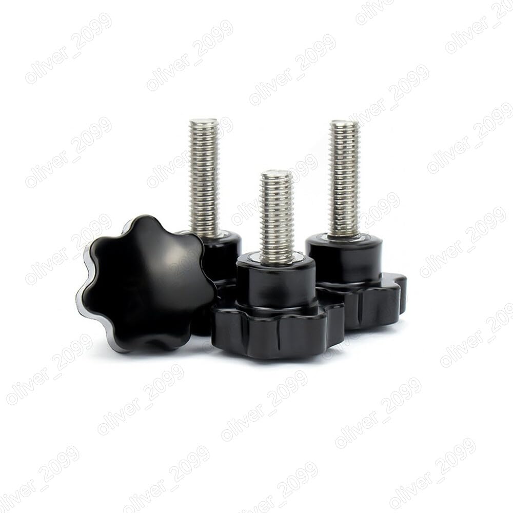 304 Stainless Steel Plastic Seven Point Star Hand Knob Tightening Screw M3/M4/M5/M6/M8/M10/M12 (M10-1.5 x 50mm, 5pcs)