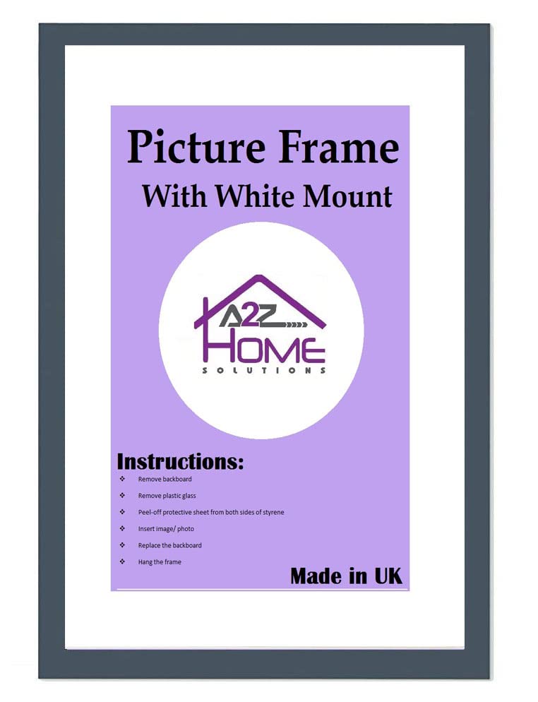 A2Z Home Solutions® Wall Poster Picture Frame With Mount to Hang Portrait or Landscape Art Gallery Dark Grey Photo Frame With White Mount- 30x40cm Pic Size A4