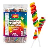 Rainbow Swirl Lollipops | 30 Count Jar | Tutti-Frutti Flavor | Rainbow Lollipops Individually Wrapped | Twisty Suckers Party Favor Candy | Colorful Party Candy