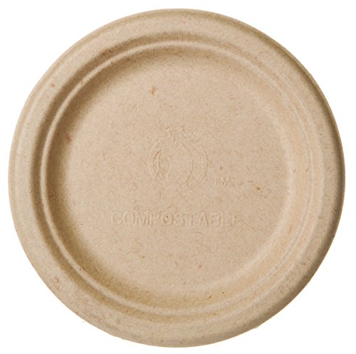 Bridge-Gate BGW-07 Renewable and Compostable Molded Fiber Round Paper Plates, 7, Brown (Pack of 1000)