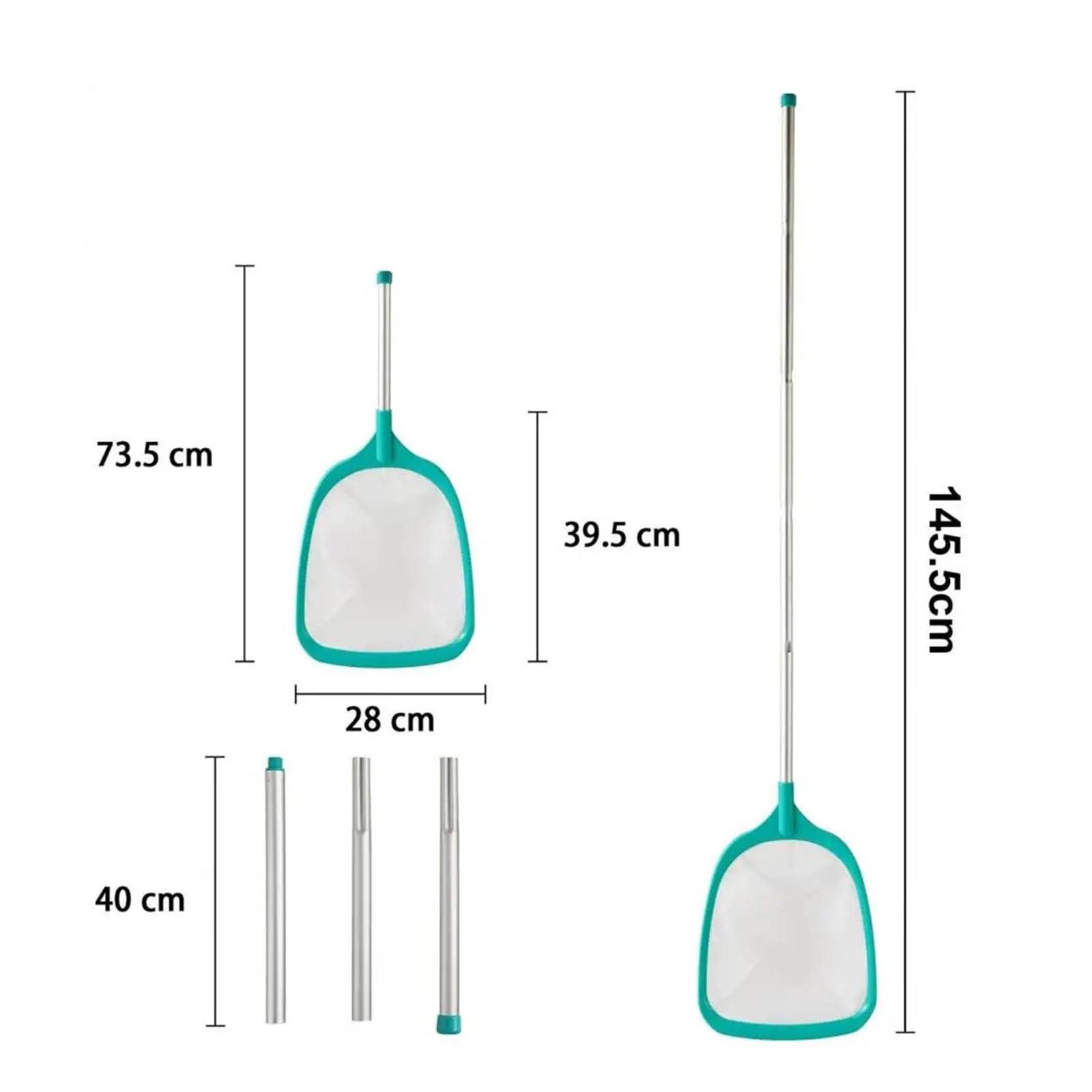 Retino Piscina Rete for Skimmer for Foglie da Piscina a Maglia Ultra fine con Manico Lungo