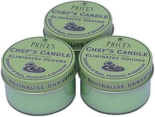 Prices Chefs Candle in Tin - Eliminates Cooking Cooks Kitchen Odour - TRIPLE PACK,Green,6.8 l x 19.8 w x 4.4 h centimeters