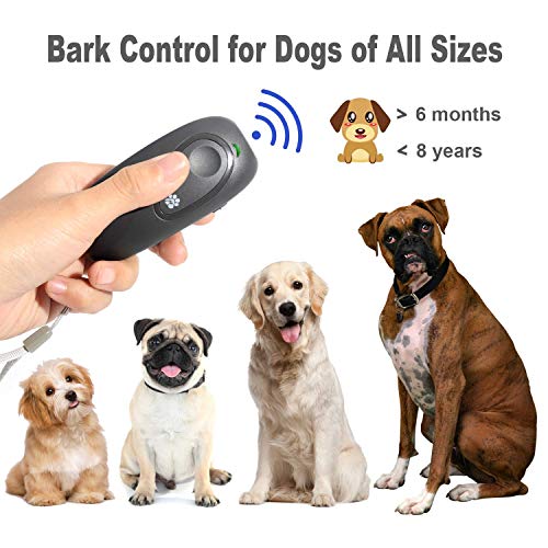 Dog Barking Control Devices, Ultrasonic Anti Barking Device, 2 In 1 Adjustable Frequency Dog Barking Deterrent Devices Handheld Dog Training Device with LED Indicator Wrist Strap for Indoor Outdoor