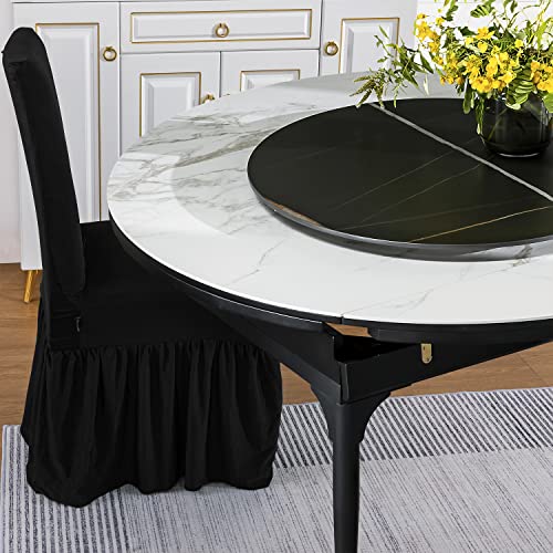 Molasofa Chair Covers For Dining Room Set Of 4,Dining Chair Slipcover With Skirt,Washable Seat Covers Protector For Hotel Ceremony Banquet Wedding Party Kids Pets(4Pcs,Black) #TOP5