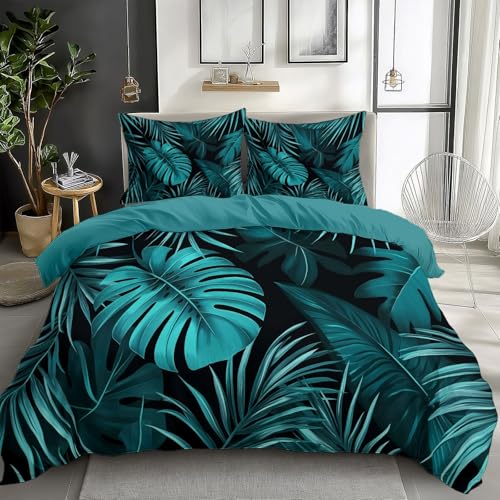 Duvet Cover Twin Size Tropical Leaves Palm Leaves Bedding Duvet Cover Set Room Decor Bedspread Cover Comforter Cover for Kids Teens, Quilt Cover 3D Bedding Set