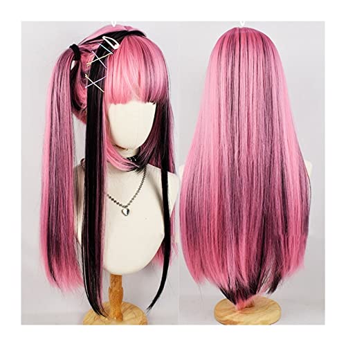 Perruque femme pink highlights longue lisse et résistante