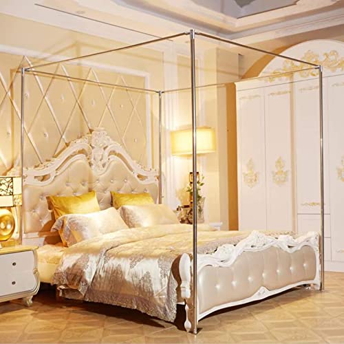 Soporte de mosquitera de aleación de aluminio, marco de toldo de cama de metal opcional, soporte de mosquitera de cuatro esquinas, poste de cama fácil de instalar para adultos, niñas y niños