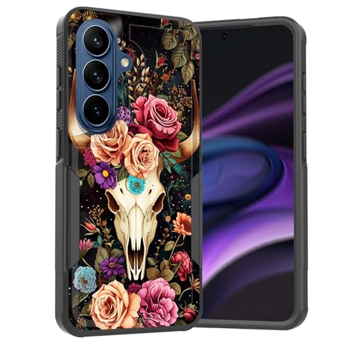 KJFHDJFDH for Galaxy S26 Case,Dual Layer Hybrid Heavy Duty Rugged Shockproof Hard PC +Soft Silicone Protective Case for Samsung Galaxy S26 6.3" 2026,Deer Skull Flower - image 1