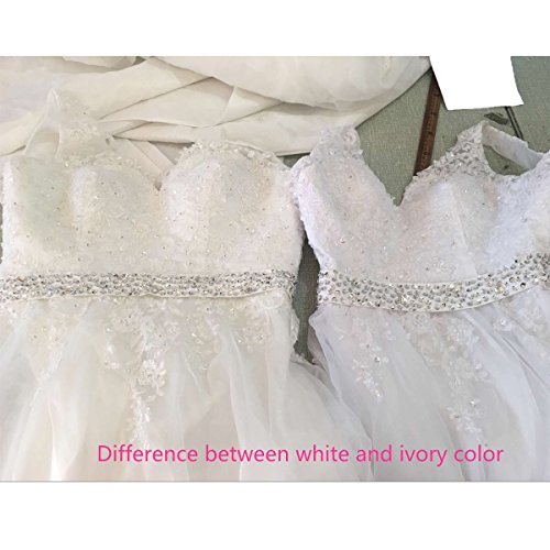 OWMAN Lace V Neck Wedding Dress Beaded Bridal Dresses Appliques Straps Wedding Gown White - Thumbnail 4