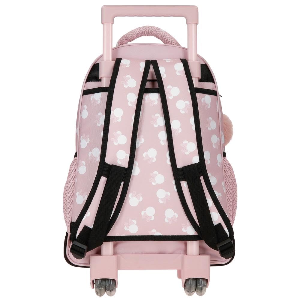 Disney Minnie Heads Zaino per bambini, zaino scolastico, in poliestere, tasche laterali, spallacci larghi regolabili, maniglia superiore per appenderlo, sistema Magic Fix.