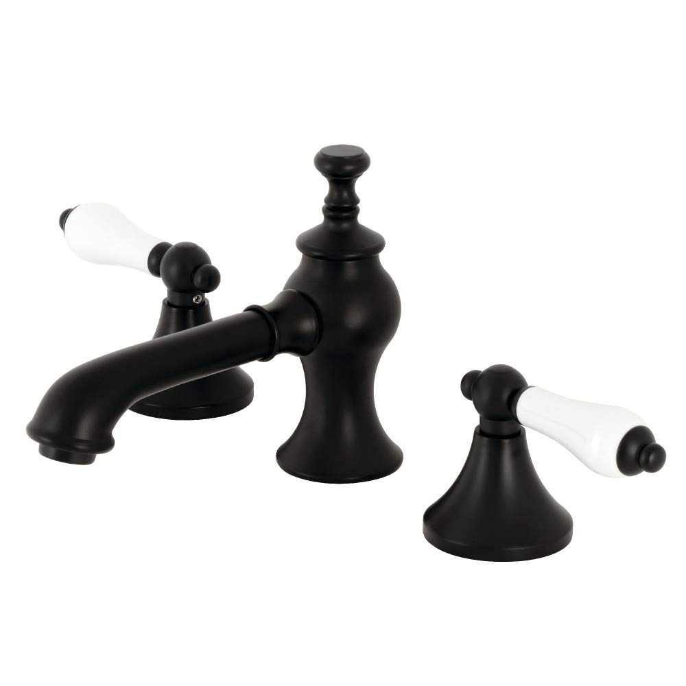 Robinet retro noir mat 20,3 cm Kingston KC7060PL en laiton durable avec pop-up