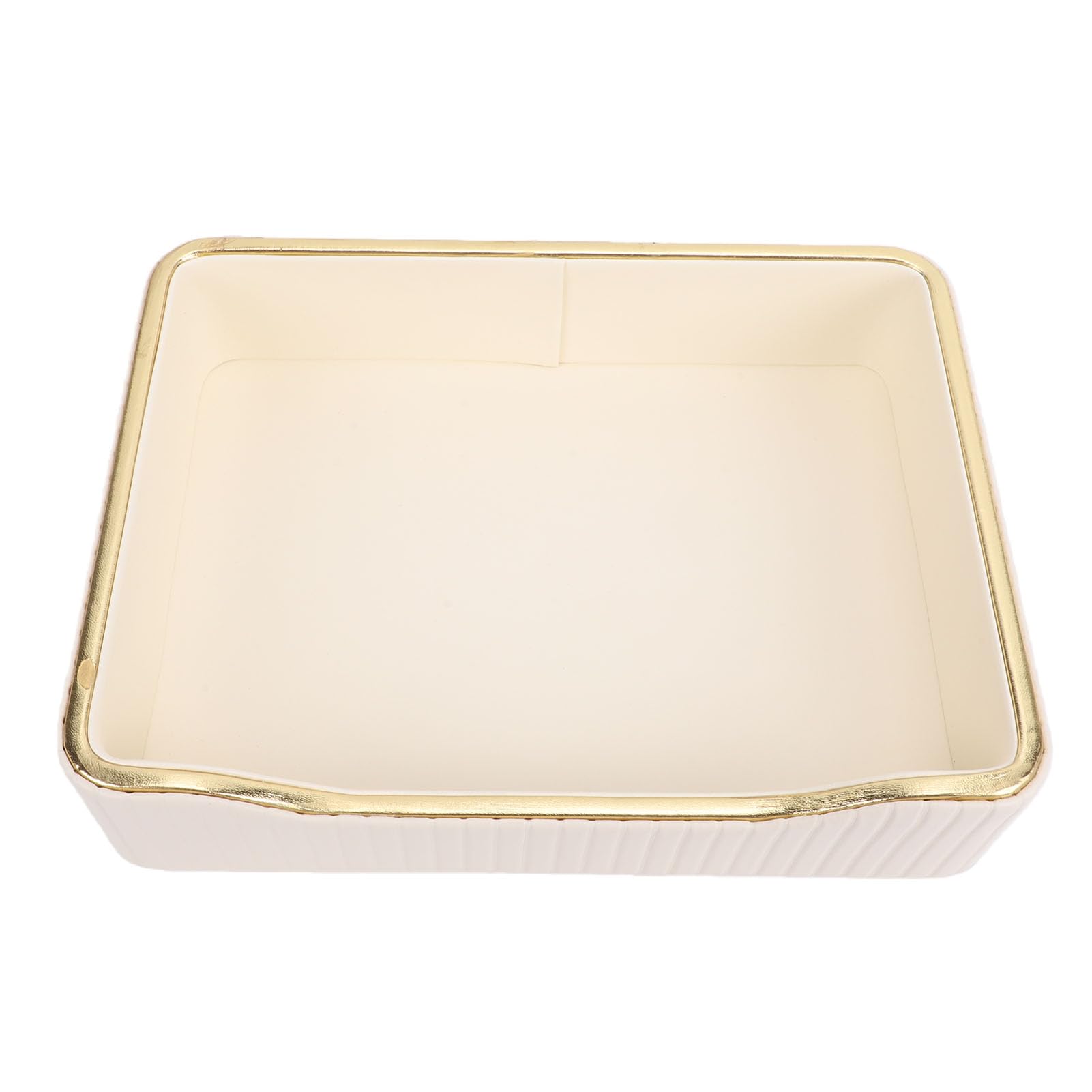 Bandeja de perfume SIXRUN blanca con bordes dorados y cuero impermeable de 22.6x16.6 cm