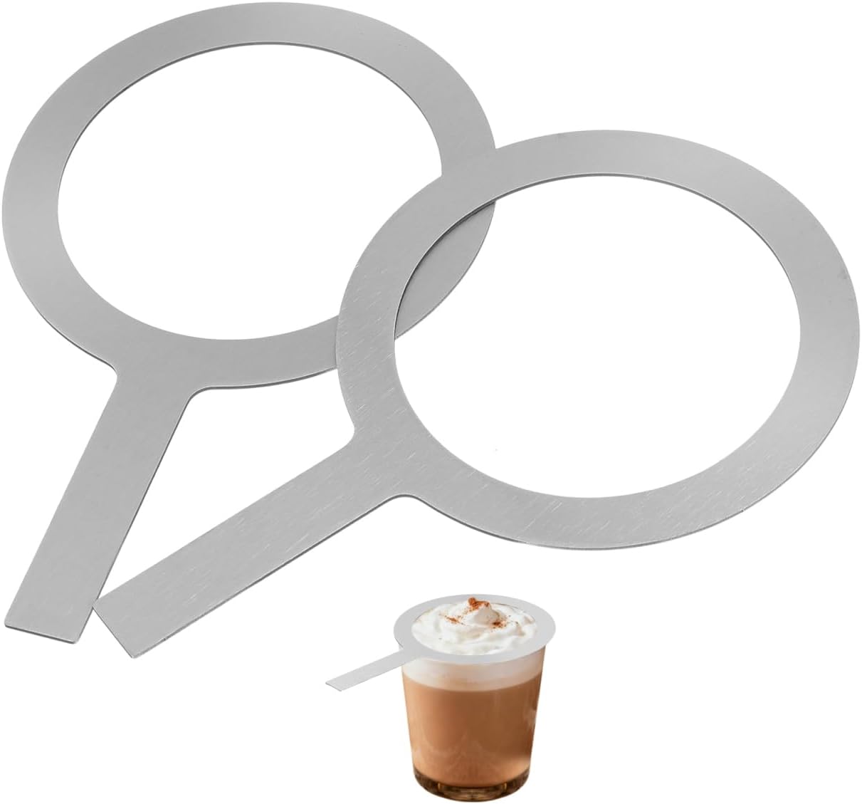 Luxshiny 2Pcs Stainless Steel Milk Cup Rim Culinary Blow Torches Protective Covers Tea Cup Gasket Baking Rings for DIY Milk Tea Brulee Making, 16X10CM, Silver