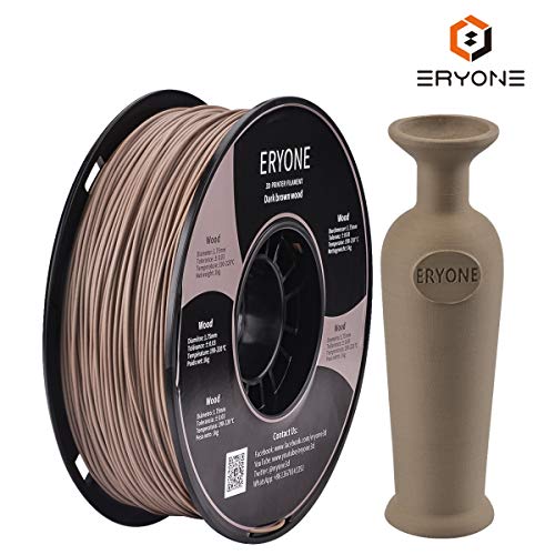 Eryone Wood PLA Filament 1.75mm for FDM 3D Printer Pen, -0.03mm, 1kg
