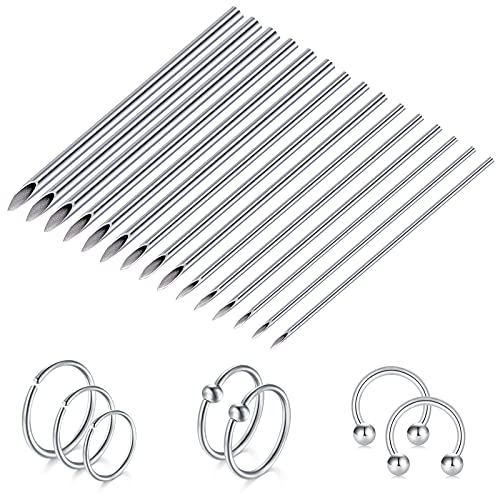 50PCS Mixed Piercing Needles 12G 14G 16G 18G 20G Stainless Steel Piercing Needles for Ear Cartilage Tragus Helix Rook Conch Daith Piercing Nose Septum Ring Tongue Eyebrow Lip Nipple Piercing