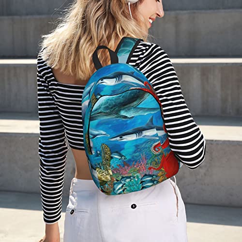 Sac à dos ordinateur portable imprimé pingouin et tortue grand format
