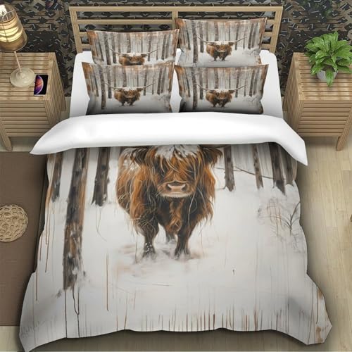 Parure de lit vache des Highlands 220x240 en microfibre douce - 5