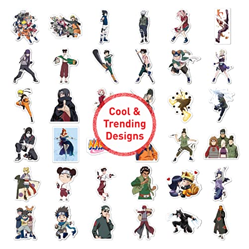 Image of FlyBuyHub Naruto Anime Aesthetic Vinyl Journal Stickers for Phone Case, Laptop, Notebook, Dairy, Water Bottle, School Bag, Etc Self-Adhesive Stickers Set of 50 Glossy and Waterproof Stickers (Naruto)
