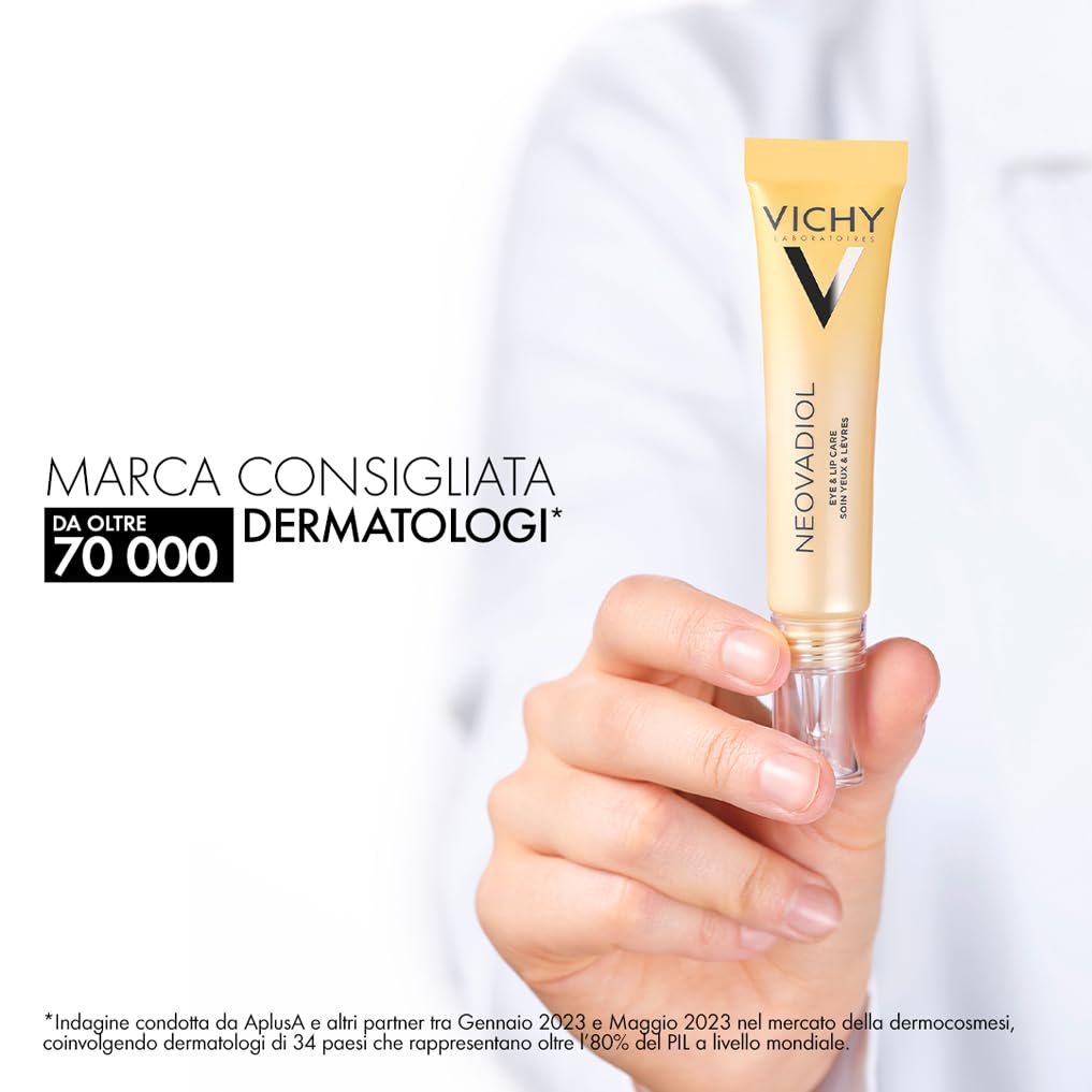 Neovadiol Contorno Occhi e Labbra, Per Nutrire e Lenire Contorno Occhi e Labbra, Formulato Con Omega 3 -6 -9, Acqua Vulcanica di Vichy e Caffeina, 15 ml